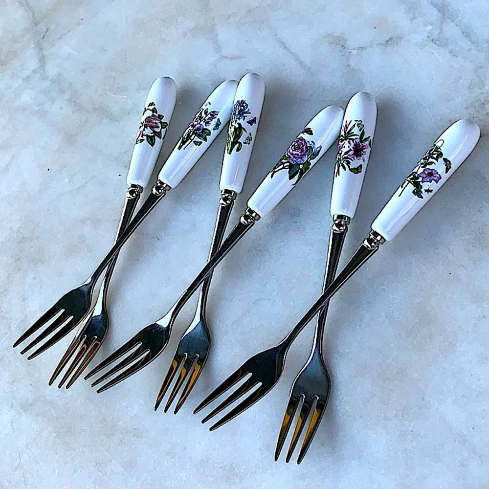PORTIMEIRION BOTANIC GARDEN SET OF 6 PASTRY FORKS